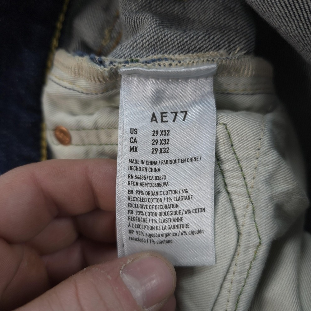 American Eagle Jeans Mens 29x31 Blue Denim Classic Selvedge AE77 Organic NEW - Picture 8 of 16
